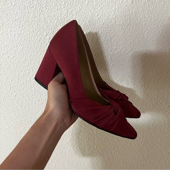 Naturalizer Helena red satin pointy pointed toe thick block heels 6.5W - Picture 7 of 7